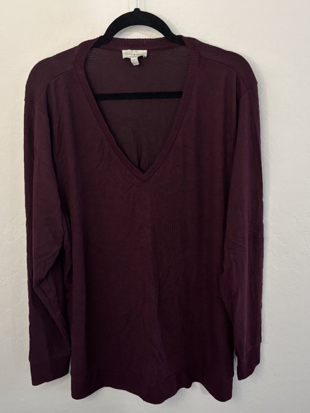 Lucky Brand Burgundy V-Neck Pullover Sweater | Size XXL